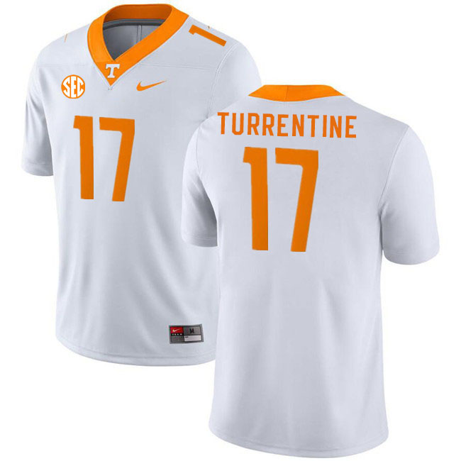 Men #17 Andre Turrentine Tennessee Volunteers College Football Jerseys Stitched Sale-White